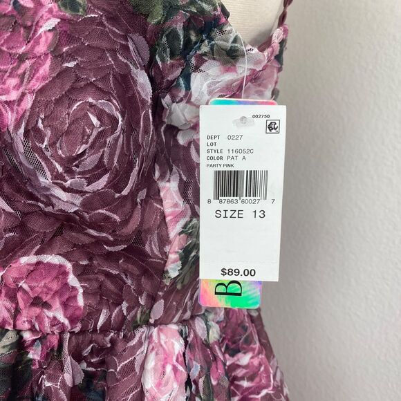 BCX Fit n Flare Floral Party Dress 13 Sweetheart Neckline Textured Cutouts Macys - Picture 8 of 15